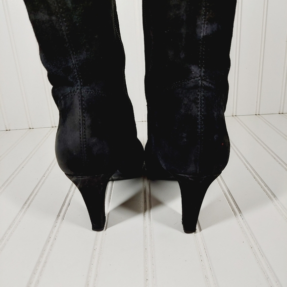 Bandolino Women's Bacia Black Suede Leather Side Zipper Tall Heeled Boots B386 - Picture 9 of 16